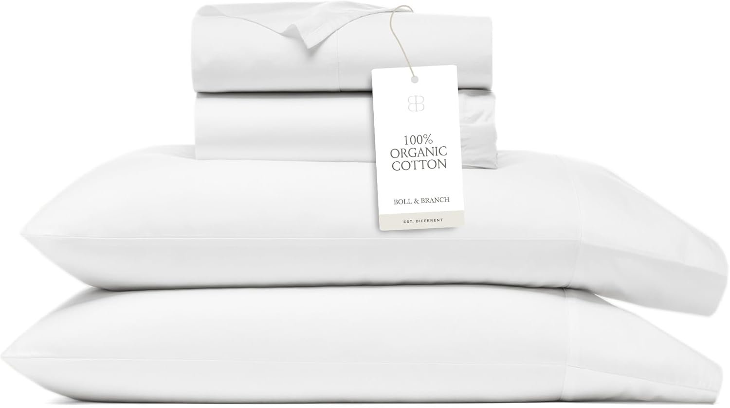 BOLL & BRANCH Percale Hemmed Sheet Set, Queen, White