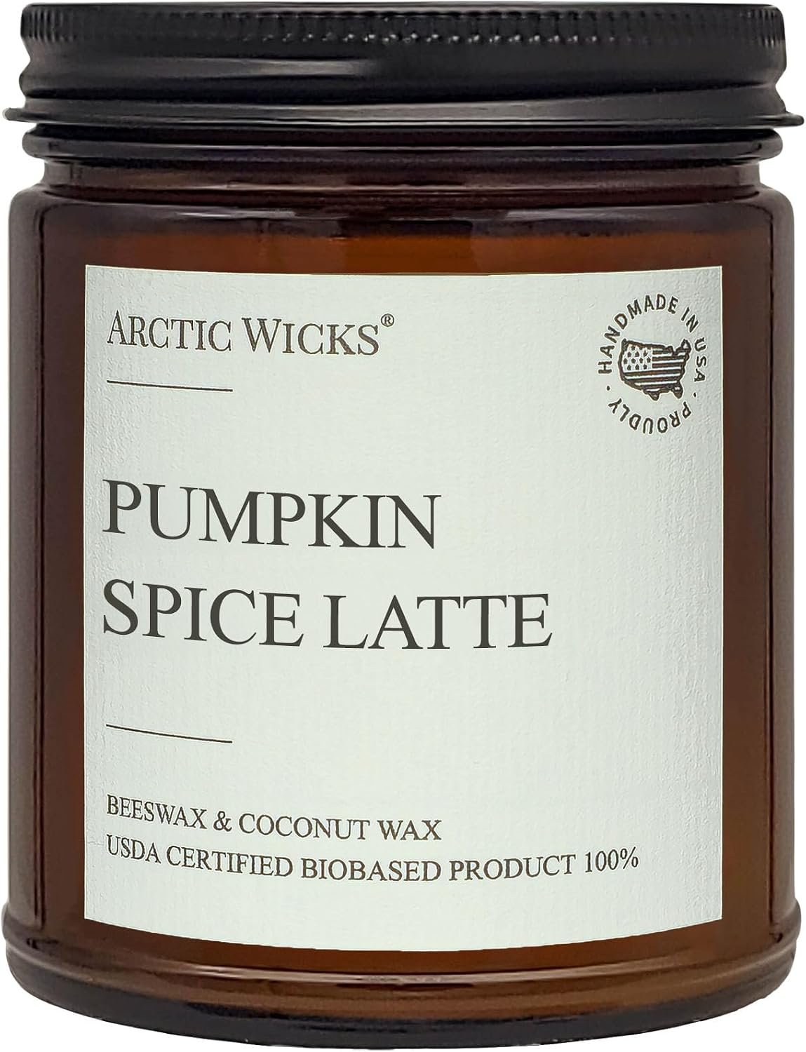 Arctic Wicks Pumpkin Spice Latte Candle, 9oz Coconut Beeswax, Non-Toxic
