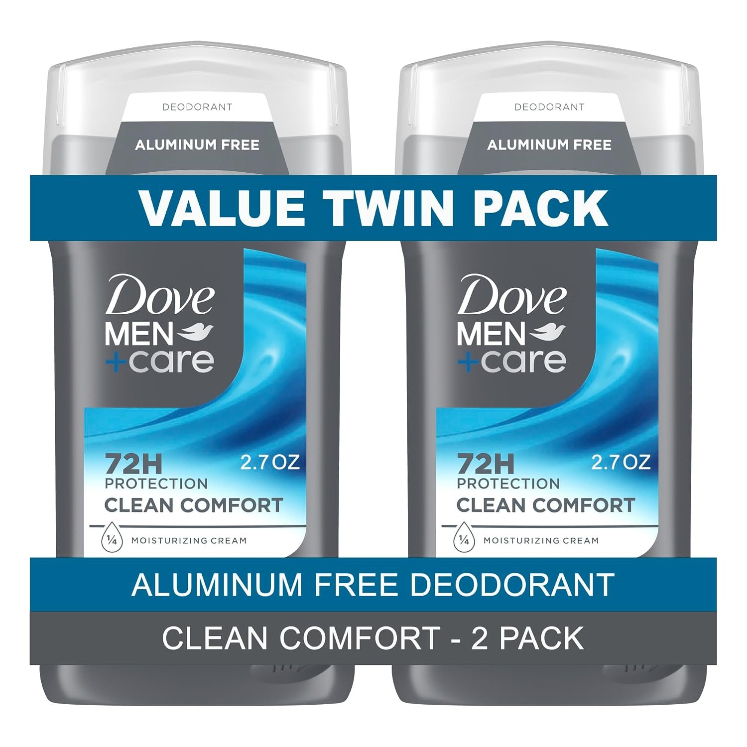 DOVE MEN + CARE Deodorant Stick for Men Extra Fresh Twin Pack Aluminum Free 72H Odor Protection Mens Deodorant with 1/4 Moisturizing Cream 3.0 oz