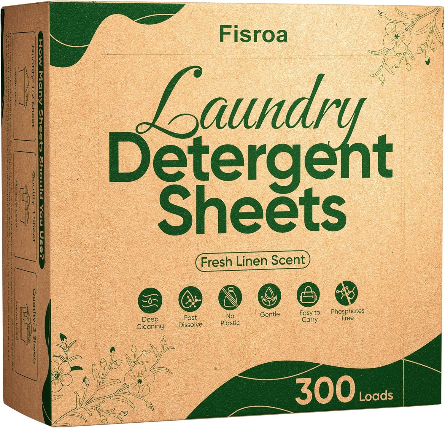 Laundry Detergent Sheets 300 Loads Travel Washer Strips, Fresh Linen