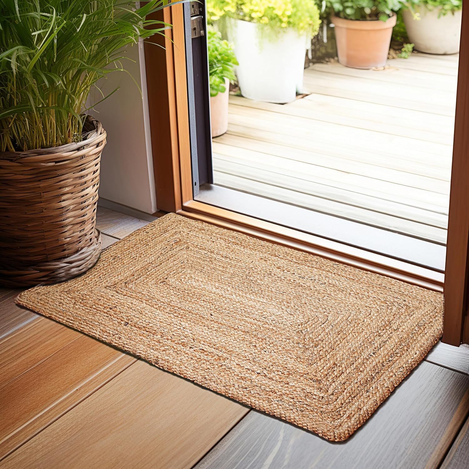 Hausattire Jute Braided Woven Kitchen Rug 2×3 Feet – Natural