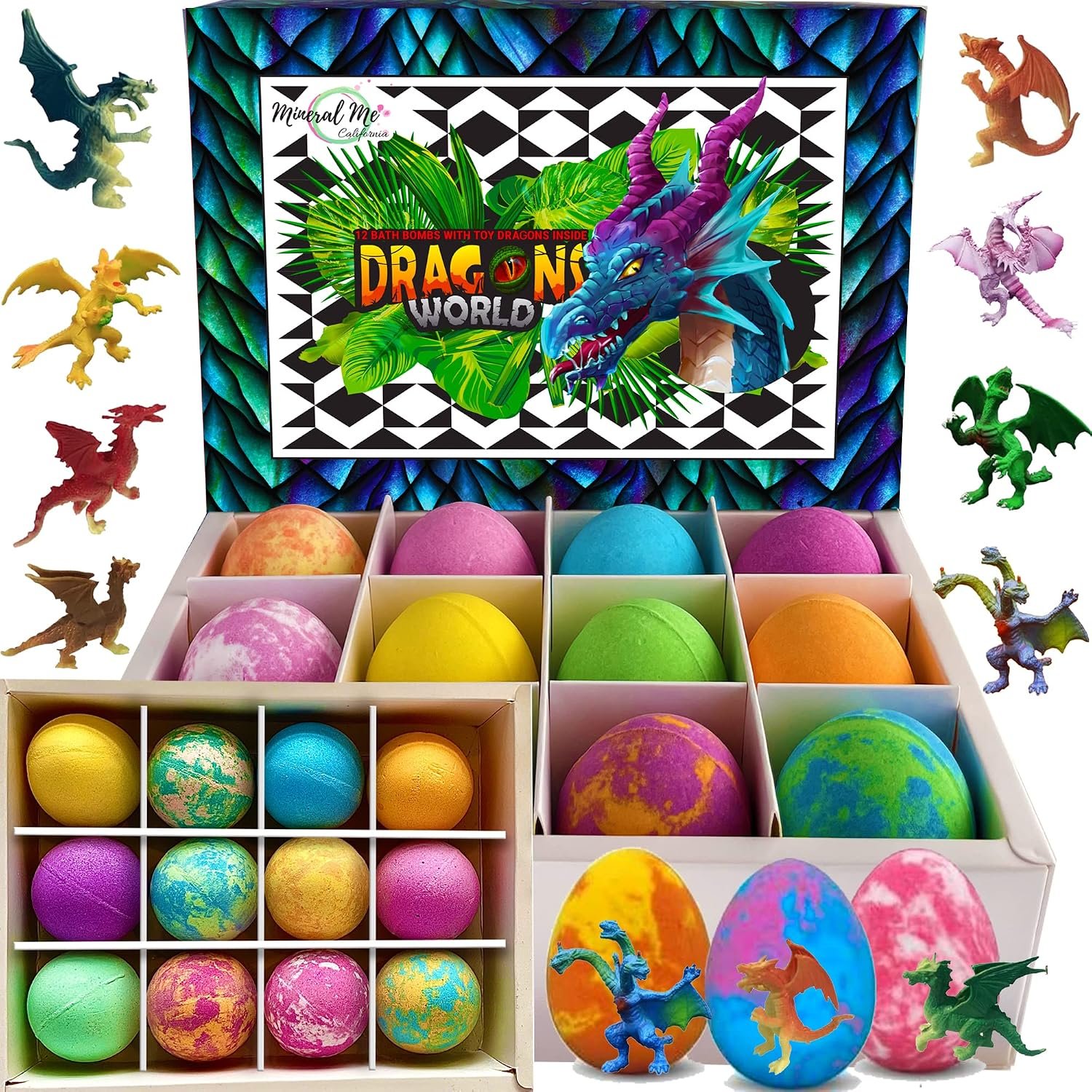 Bath Bombs for Kids with Surprise Inside, 12 Bubble Bath Fizzies with Toys