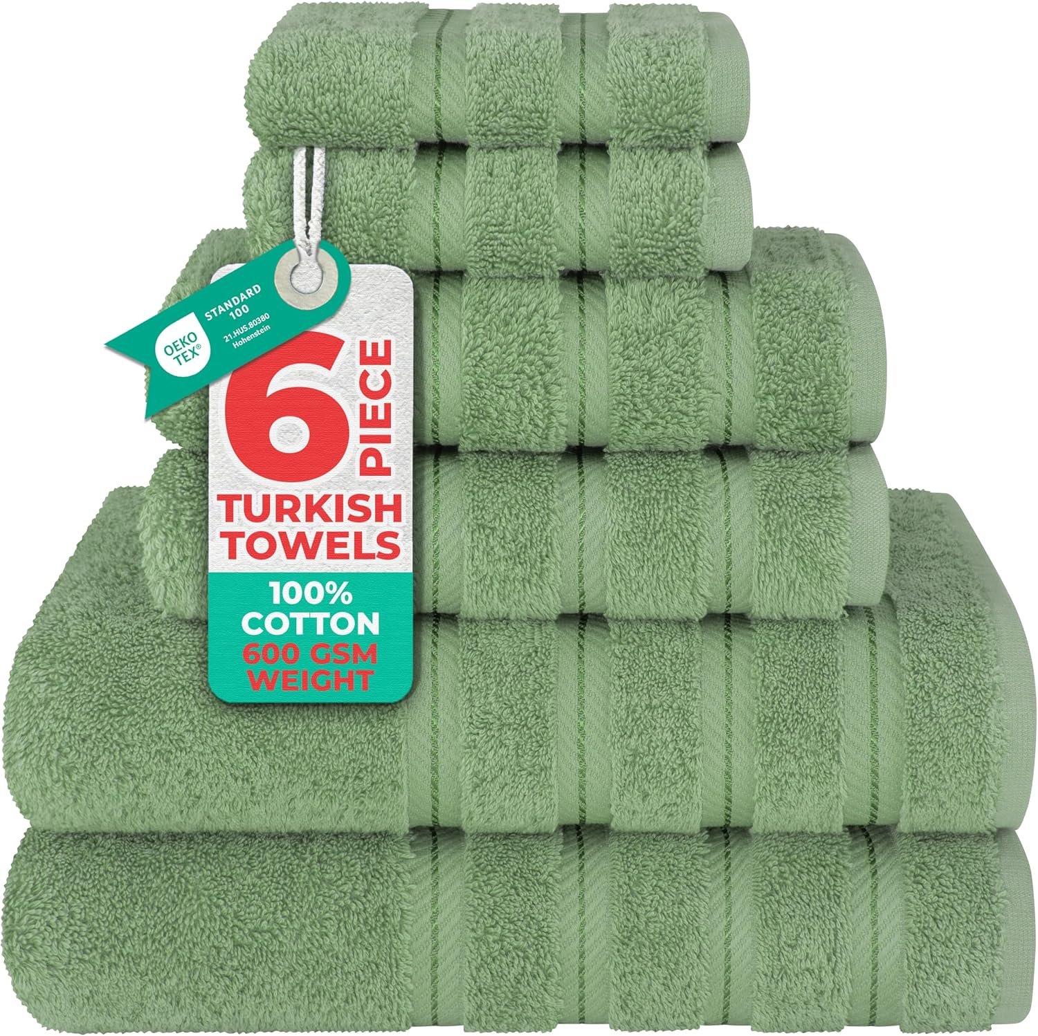 American Soft Linen 100% Cotton Luxury Turkish Towels, 6 Piece Towel Set