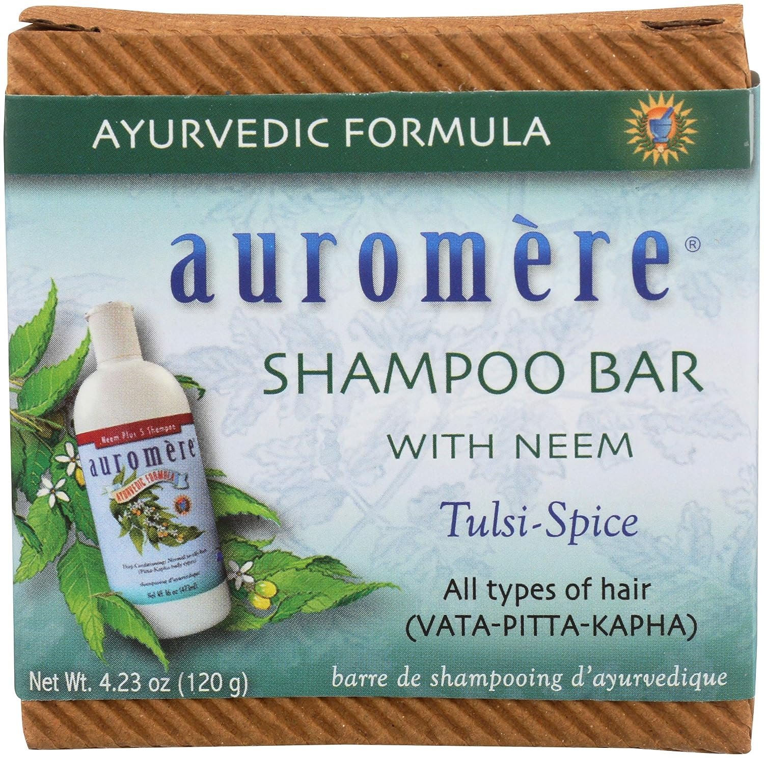 Auromere Ayurvedic Shampoo Bar, Neem Soap – Tulsi-Spice, 4.23 Oz Bar