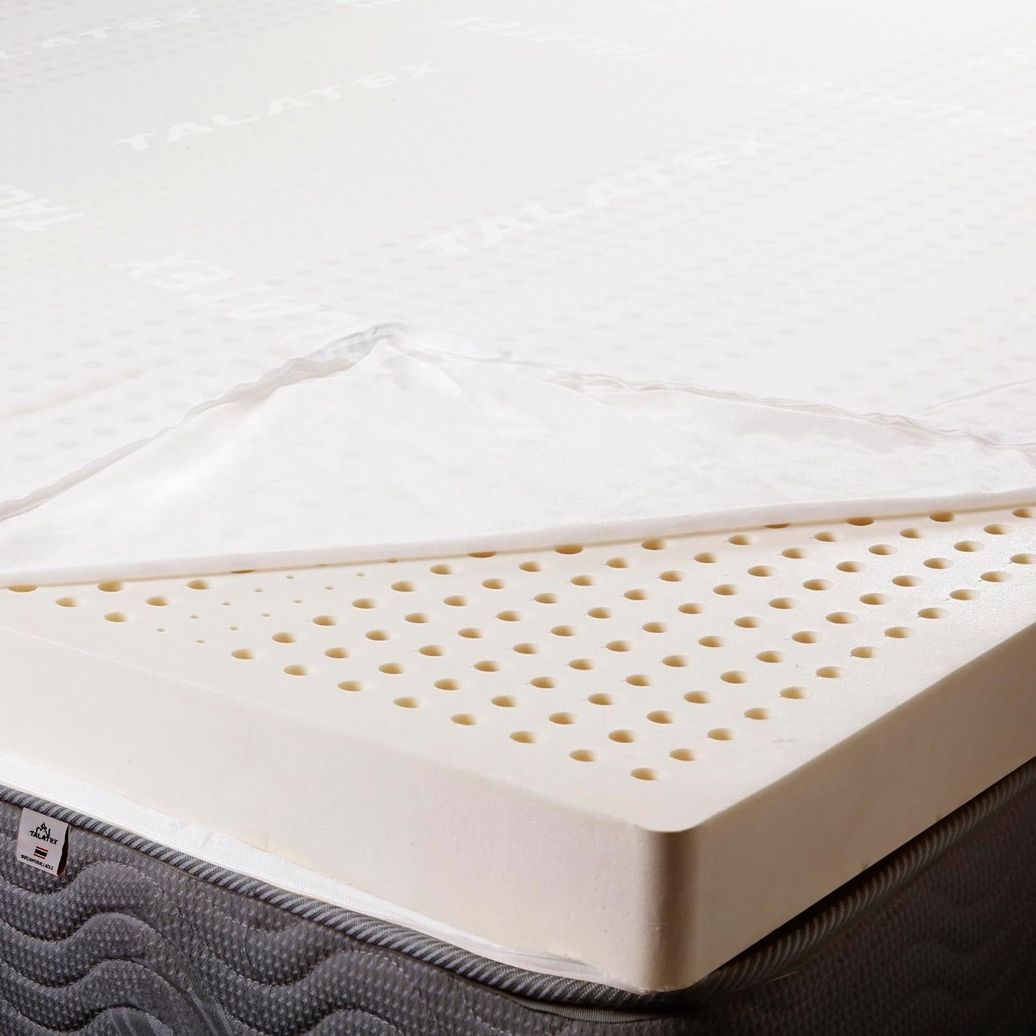 Talatex Latex Mattress Topper – Premium Natural Latex with Organic Mattress Cover, Ergonomic, Breathable & Durable Mattress Pad for Spinal Alignment and Motion Isolation (Queen 2″)
