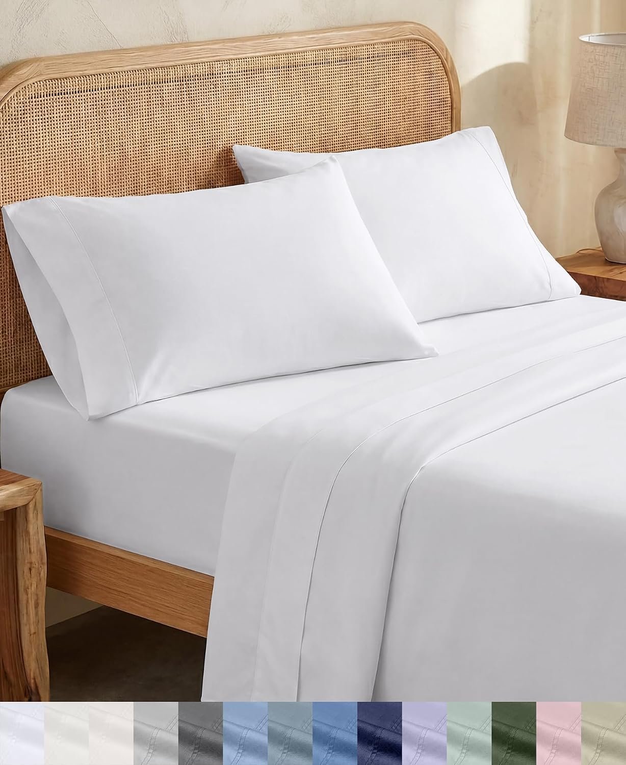 California Design Den 100% Organic Cotton Twin Sheets, 3 Pcs, Bright White