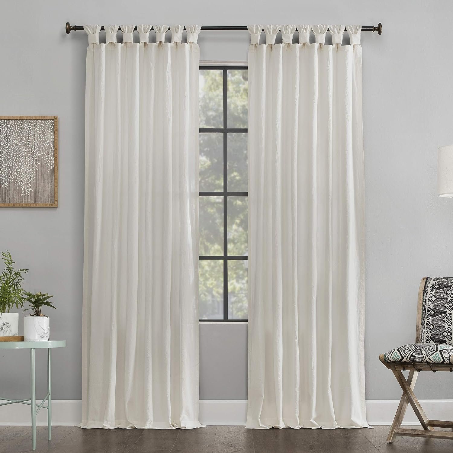 Archaeo – 56538 Washed 100% Cotton Twist Tab Curtain, 52″ x 95″ Panel, Cream