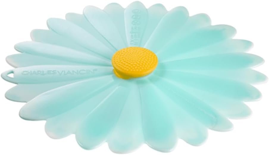 Charles Viancin – Daisy Silicone Lid for Food Storage and Cooking – 11”/28cm – Airtight Seal on Any Smooth Rim Surface – BPA-Free – Oven, Microwave, Freezer, Stovetop and Dishwasher Safe – Aqua