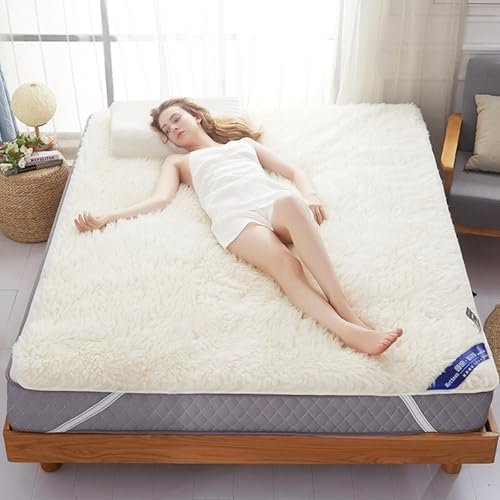 Queen Wool Mattress Pad – Premium Australian Sheep Wool Fitted Mattress Topper – Soft, Breathable Lamb Wool for Ultimate Comfort & Support