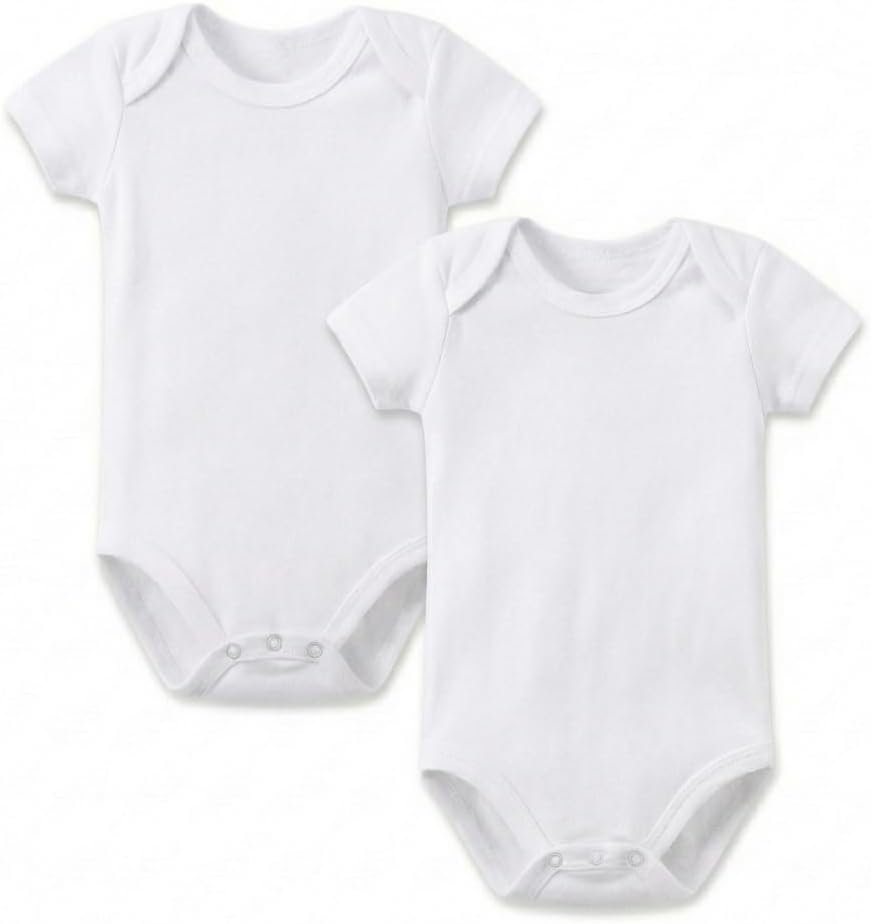 Baby Bodysuits 100% Organic Cotton,Short Sleeve, Unisex 0-12 Months