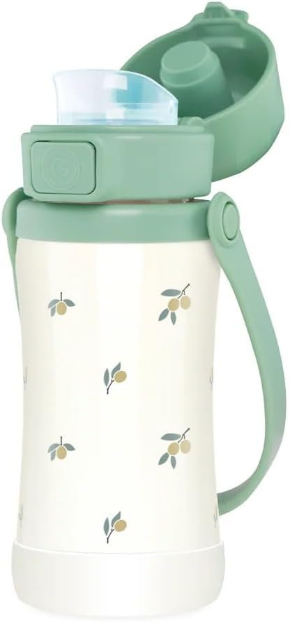 GROSMIMI Stainless Steel Toddler Tumbler, 18M+, Spill-Proof, 10oz (Olive)