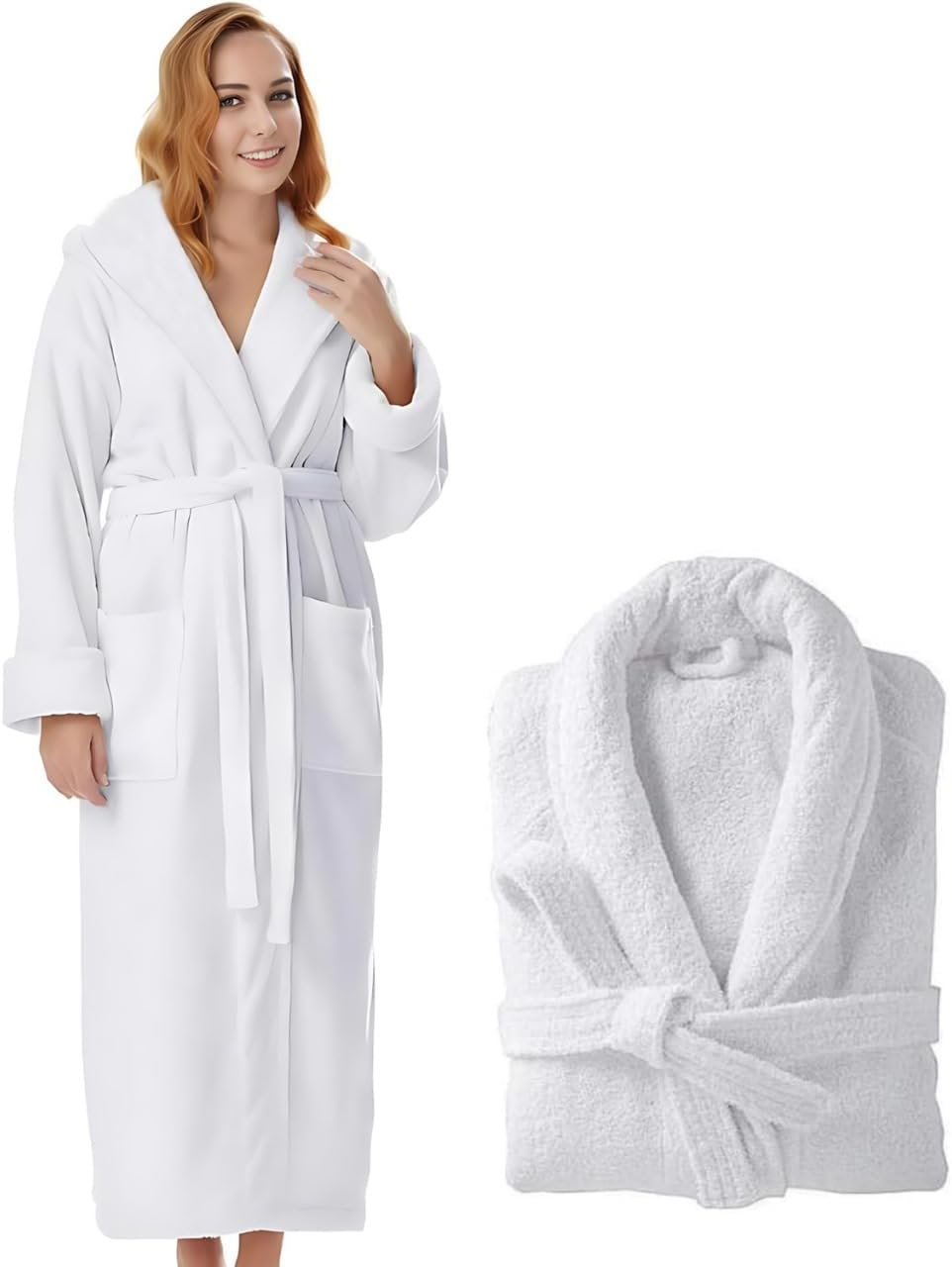 KAHAF COLLECTION Cotton Terry Robes for Women and Men, Terry Shawl Collar Bathrobe, ONE SIZE – UNISEX Men & Women Spa Robe