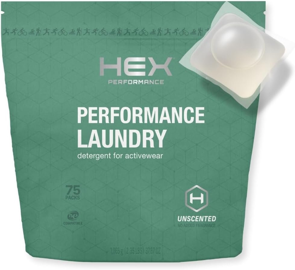 HEX Performance Activewear Laundry Detergent Packs, Unscented, 75 Count