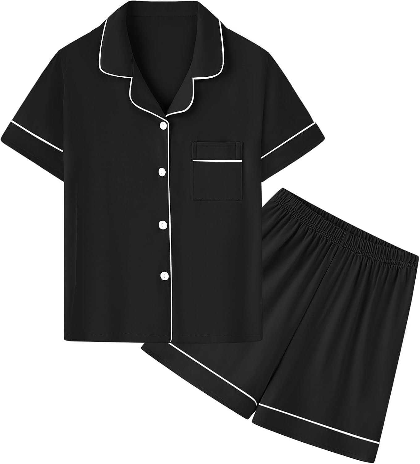 QZH.DUAO Pajamas For Boys, Lyocell Pajamas Kids Soft Short Sleeve 2-Piece Pjs Set Kids Sleepwear For Ages 5-14