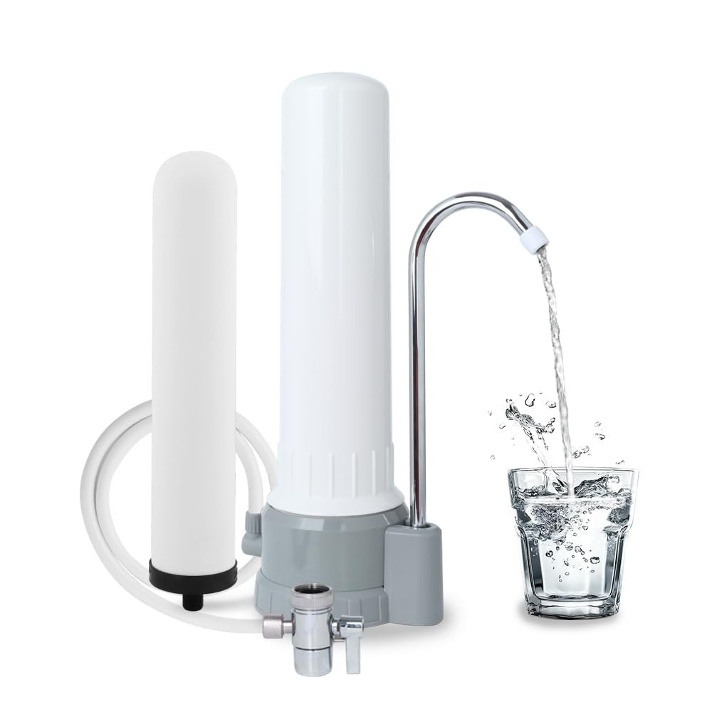 Countertop Water Filter, Amwater 5-Stage Countertop Water Filter Washable Filter Element, 8000 Gallons