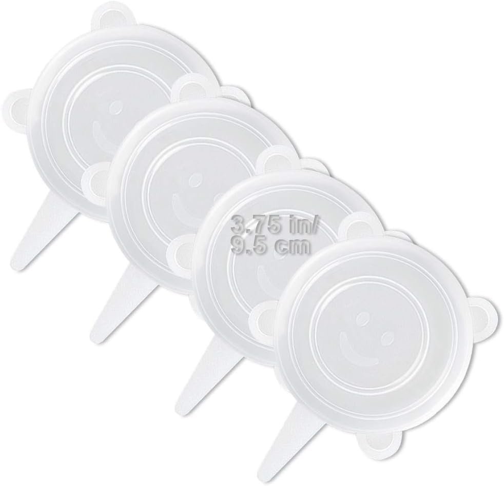 LELE LIFE 4 Pack Same Size Silicone Stretch Lids, Thicker Reusable Sturdy Silicone Container Cover, Expandable Food Storage Covers, Dishwasher and Freezer Safe, 3.75in(9.5cm)