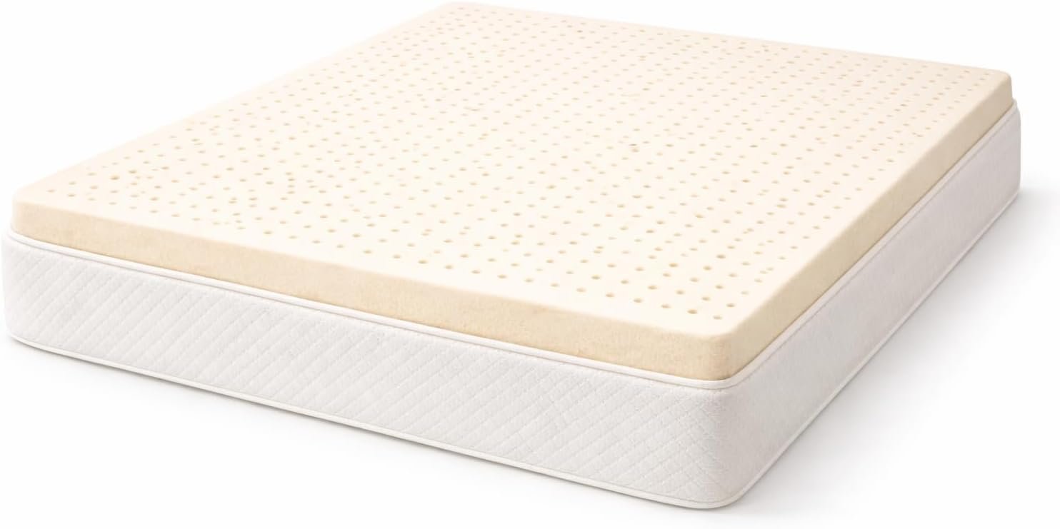 Oliver & Smith Premium 1-Inch GOLS Certified Natural Latex Mattress Topper, Soft and Breathable King Size Bed Topper for Pressure Relief