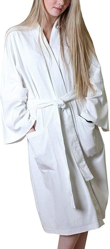 Women’s Bathrobe Spa Robe, 100% Organic Cotton, Lightweight Super Soft Travel & Eco-Friendly (6 Colors)