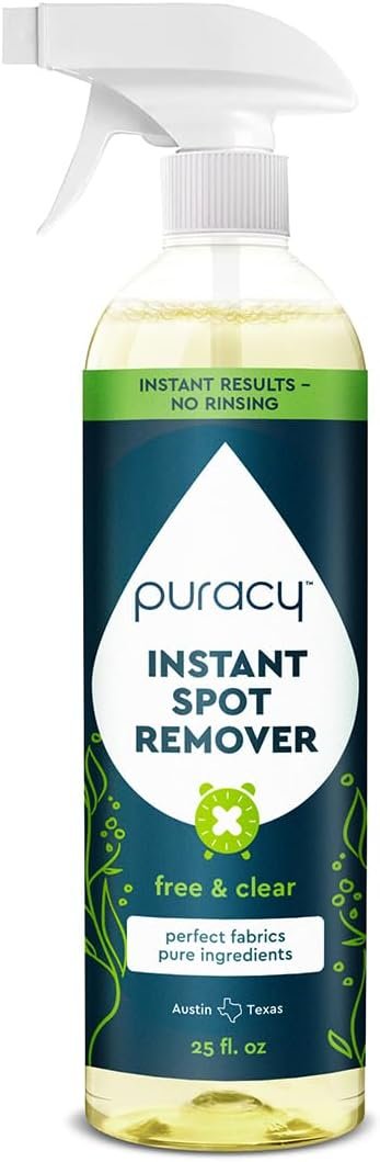 Puracy Laundry Stain Remover for Clothes Laundry – Carpet Stain Remover Carpet Spot Cleaner Couch Stain Remover – Clothes Spray, Free & Clear – Instant Spot Remover, 25 Fl Oz (Pack of 1)