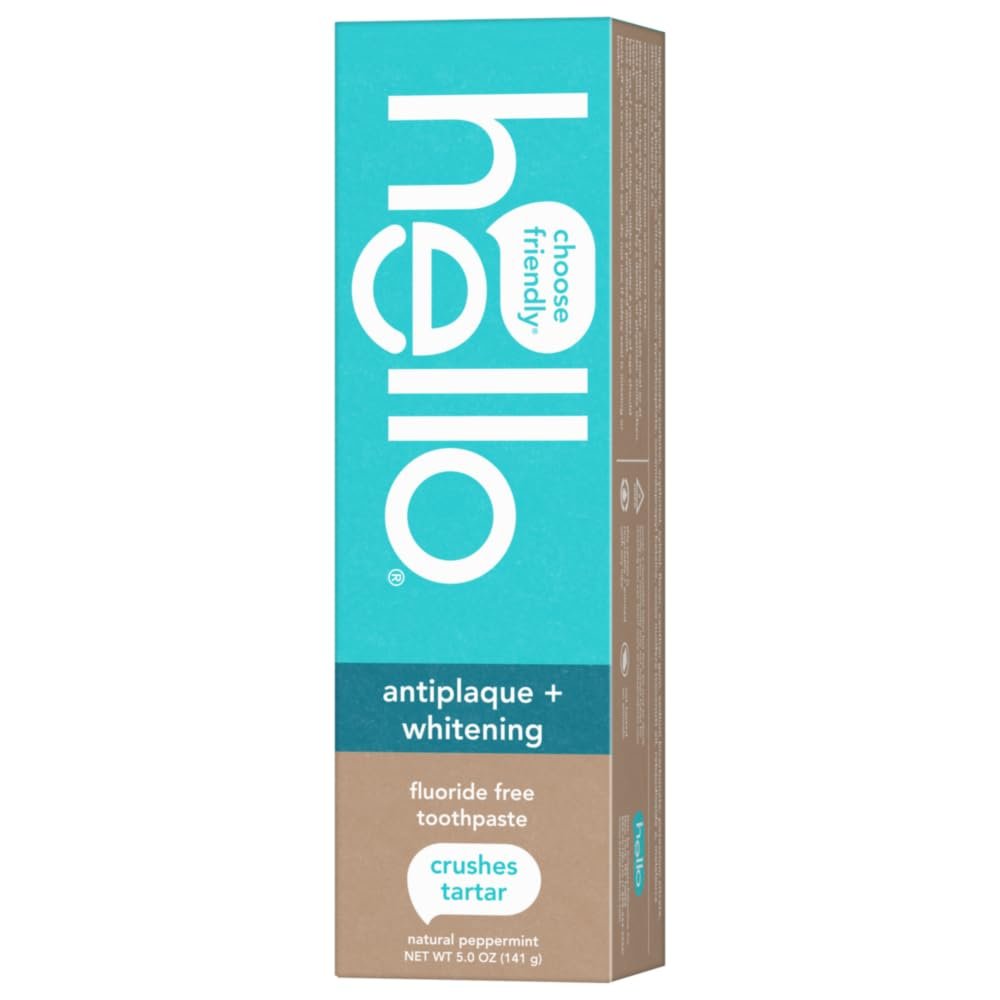 Hello Antiplaque and Whitening Fluoride Free Toothpaste, 5 OZ