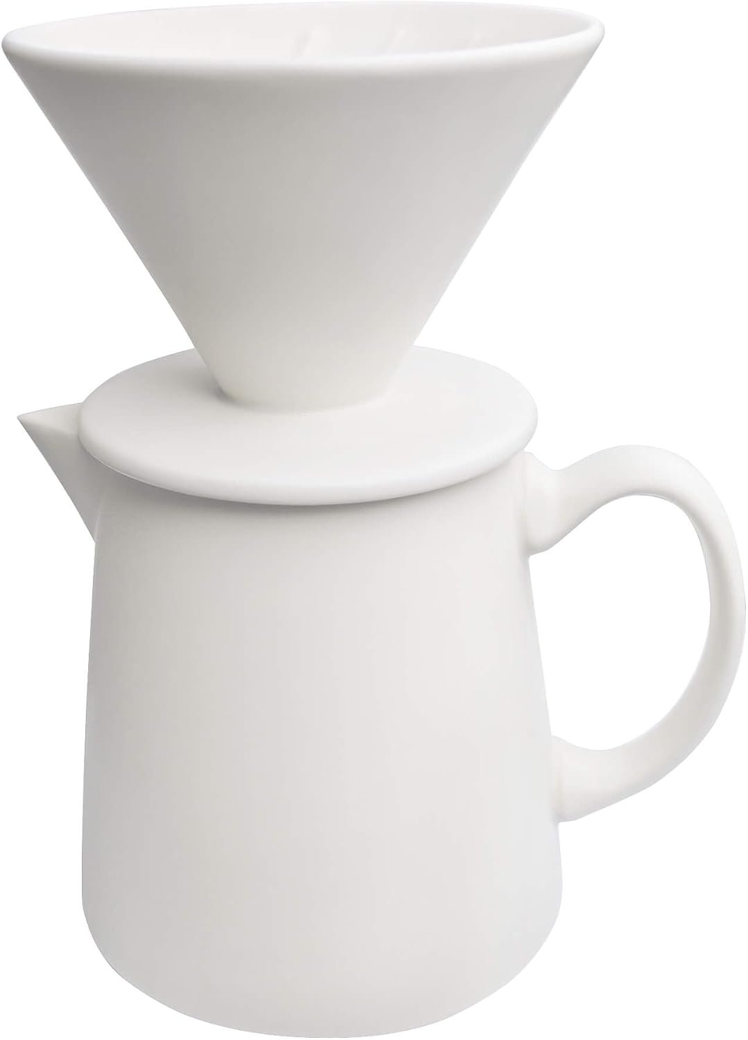 Ceramic Pour Over Coffee Maker Dripper – Uses Standard #2 & #4 Paper Filters, 450ml/15oz, White, Barista Style for Home & Office
