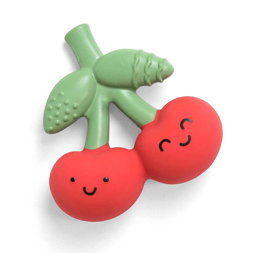 Itzy Ritzy Natural Rubber Teether, BPA-Free Baby Teething Toy (Cherry)