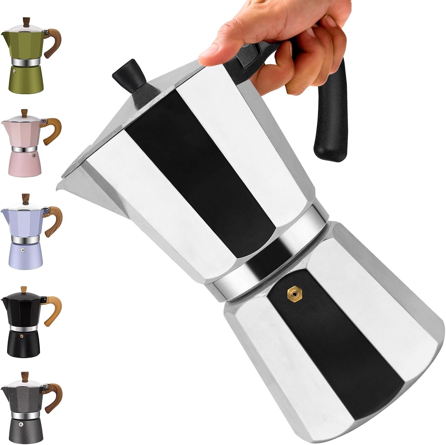 12 Cup Aluminum Moka Pot Classic Stovetop Espresso Coffee Maker