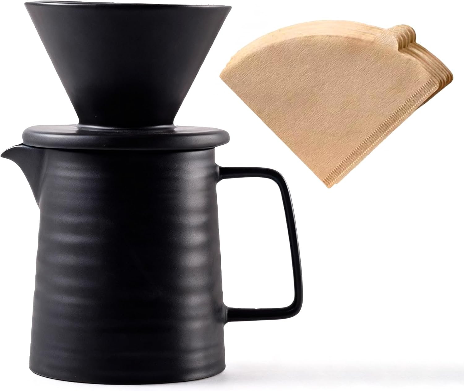 BeeCa Ceramic Pour Over Coffee Maker, 17Oz V60 Hand Brewed Set