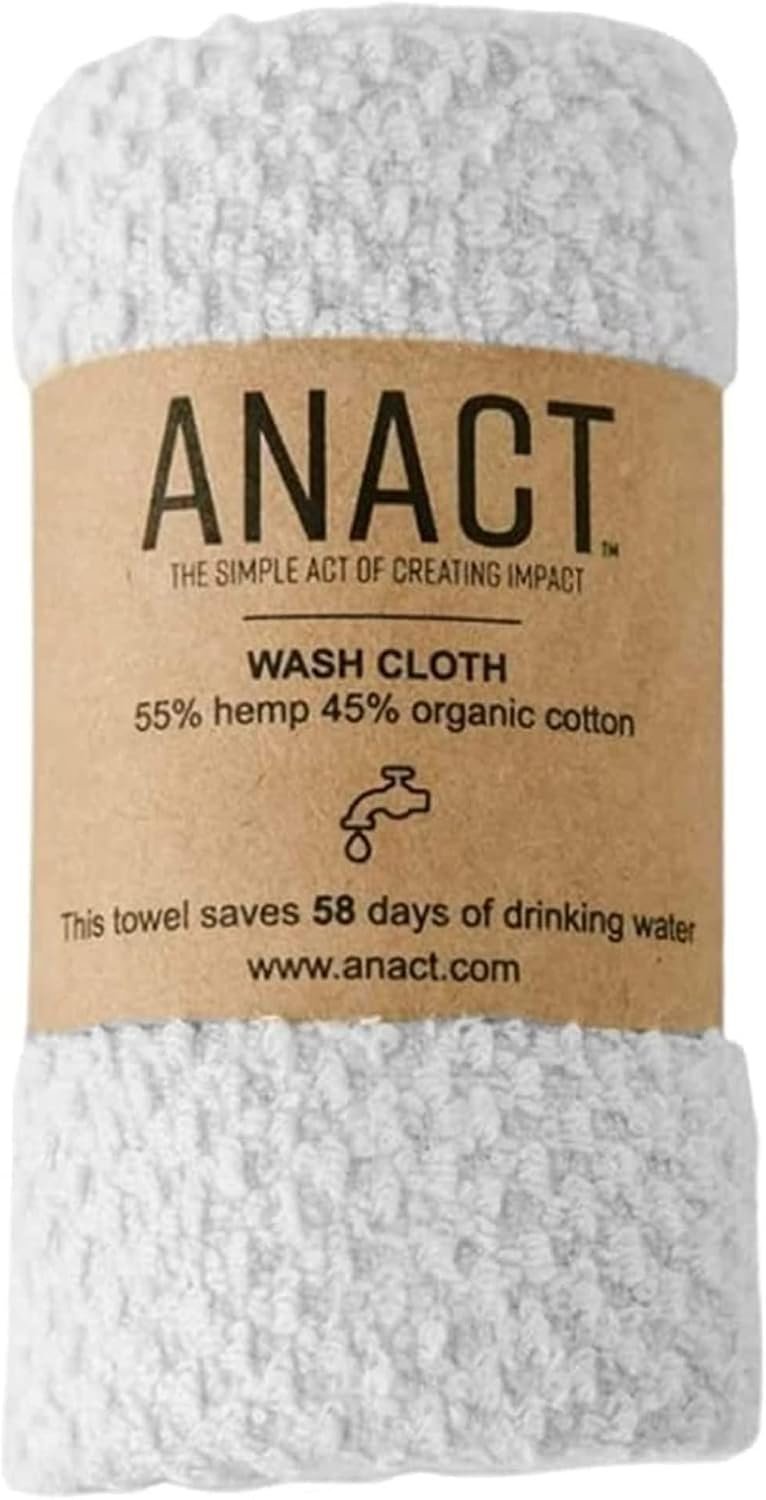 Hemp Wash Cloth – Fast Drying Organic Cotton Blend Spa Quality Wash Cloth – 55% Hemp, 45% Organic Cotton, 12″x12″ Textured Absorbent Wash Cloth – White