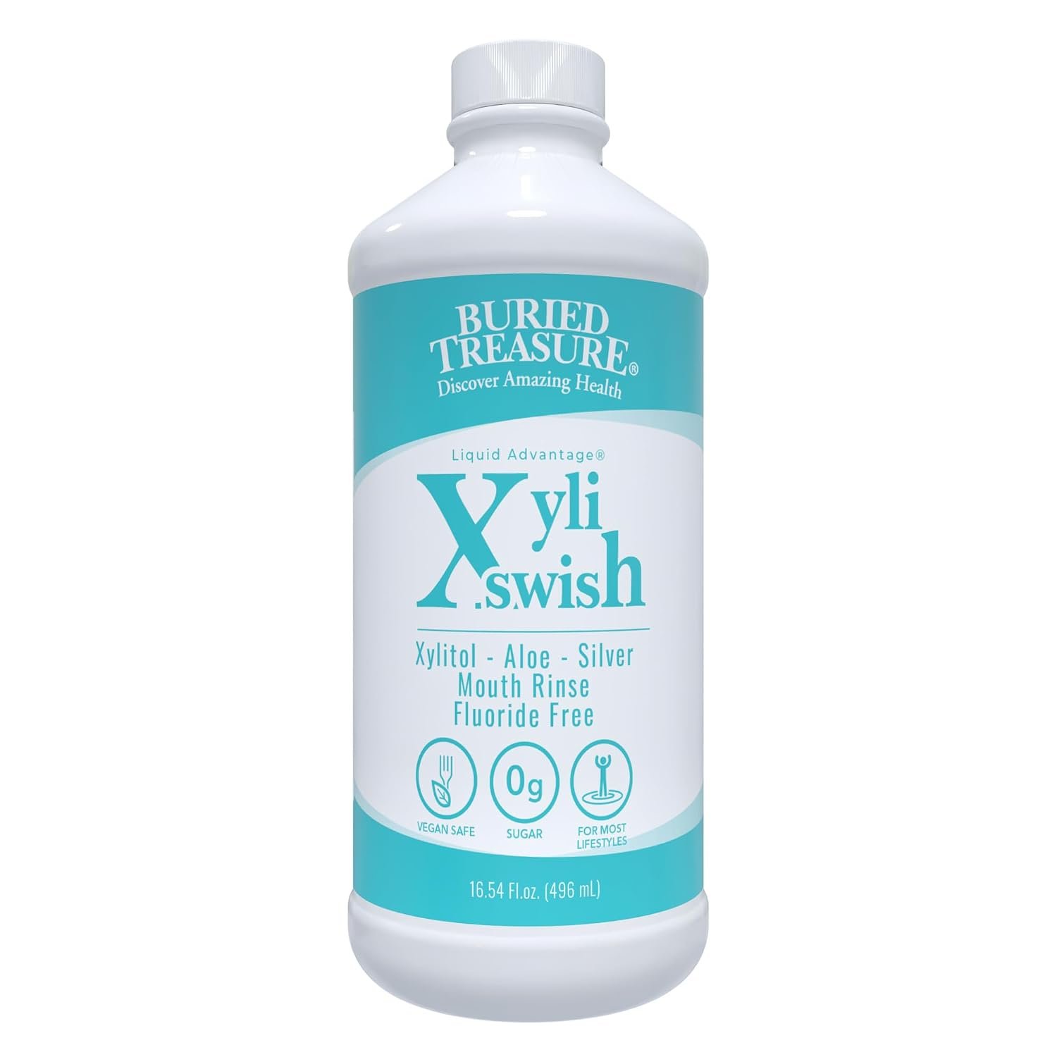 Xyli Swish – All Natural Formulated Nano Silver, Xylitol & Aloe Mouthwash – Alcohol and Fluoride Free – Oral Rinse to Fight Bad Breath & Dry Mouth – Peppermint Flavor – 16oz.