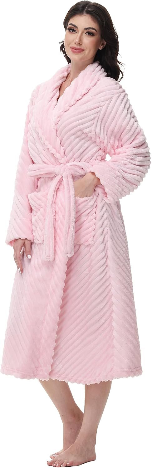 Yurhap Premium Robes for Women – Super Soft Cozy Fleece Womens Robe Plush Long Bathrobe