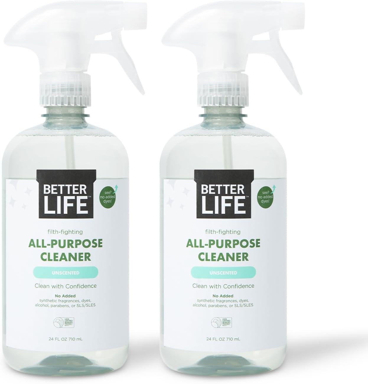 Better Life All Purpose Cleaner – Multipurpose Home and Kitchen Cleaning Spray for Glass, Countertops, Appliances, Upholstery & More – Multi-surface Spray Cleaner – 24oz (Pack of 2) Unscented