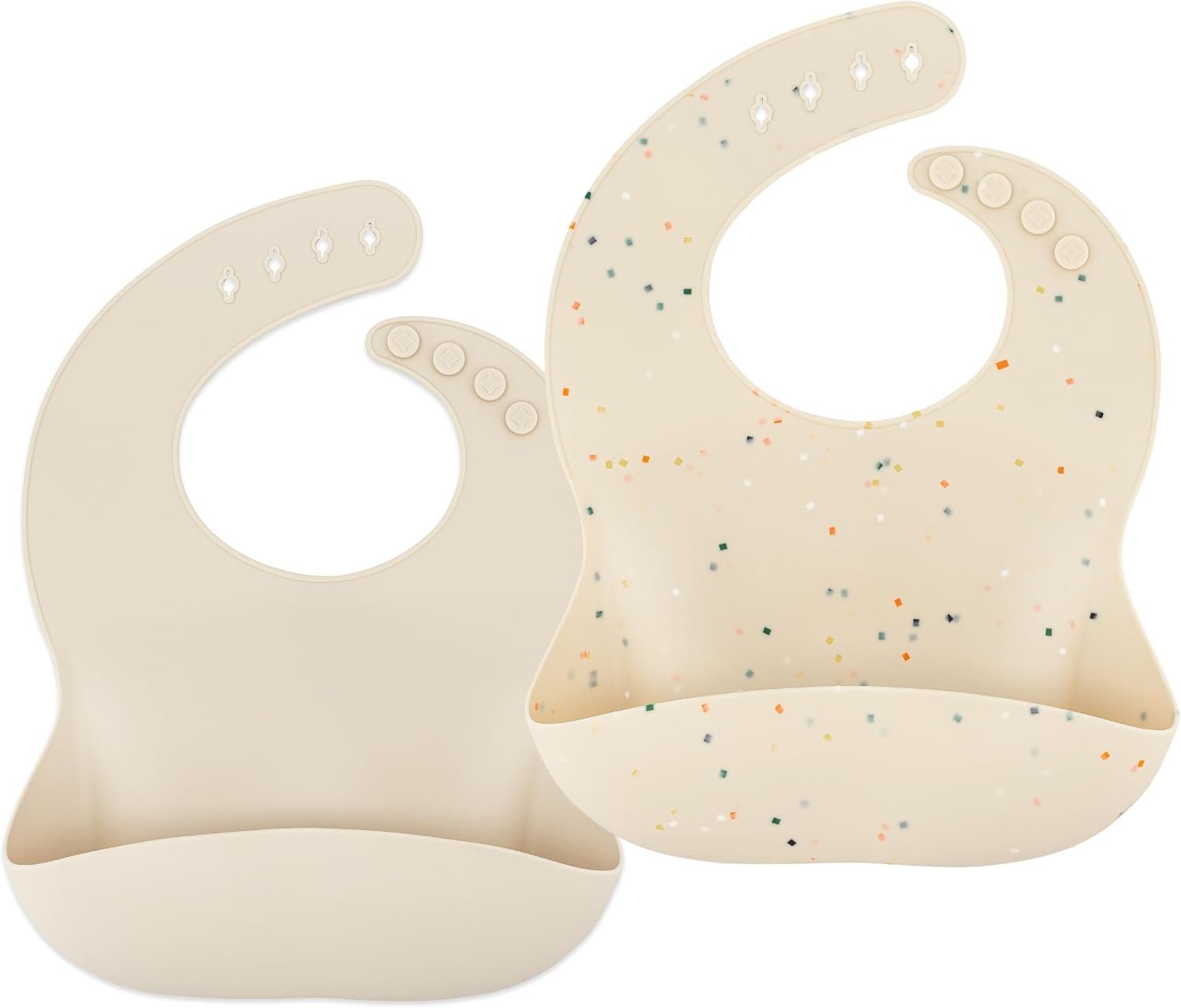 AVA + OLIVER Silicone Bib Set of 2, Waterproof, with Adjustable Neck