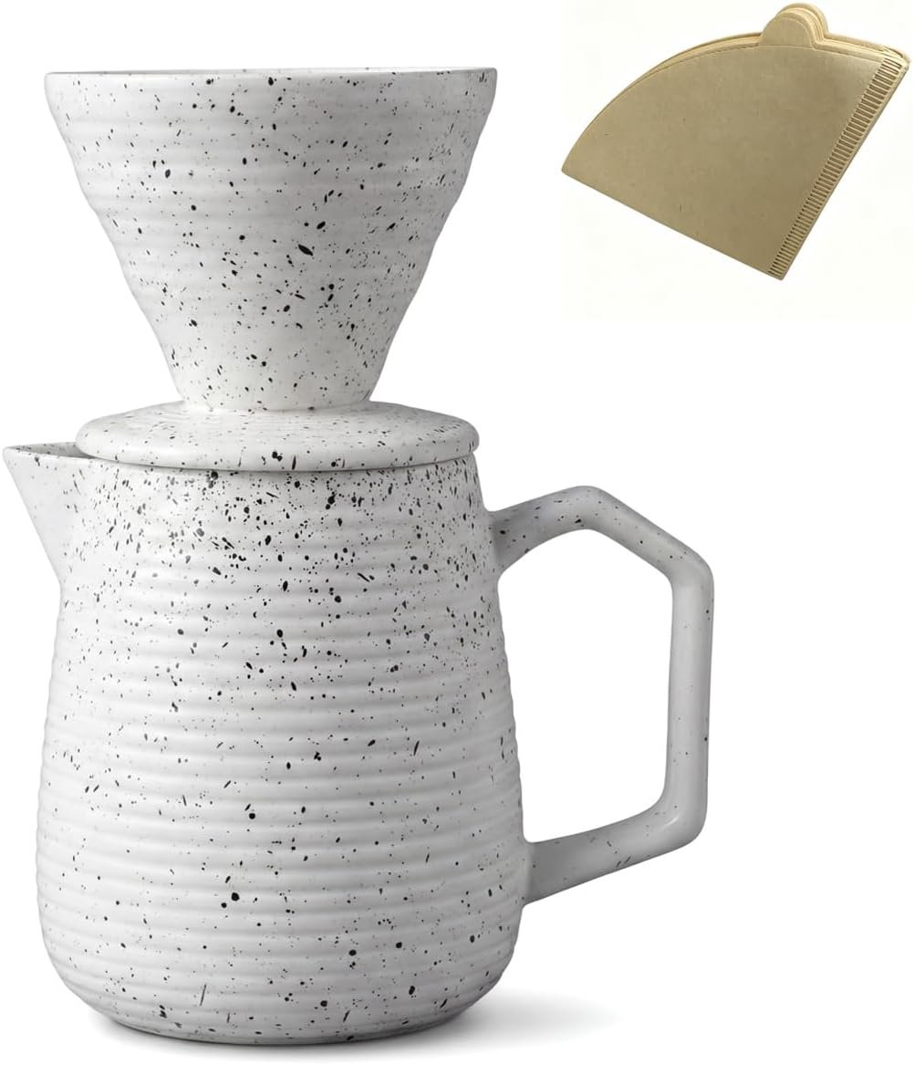 pour over coffee maker (White black dot)