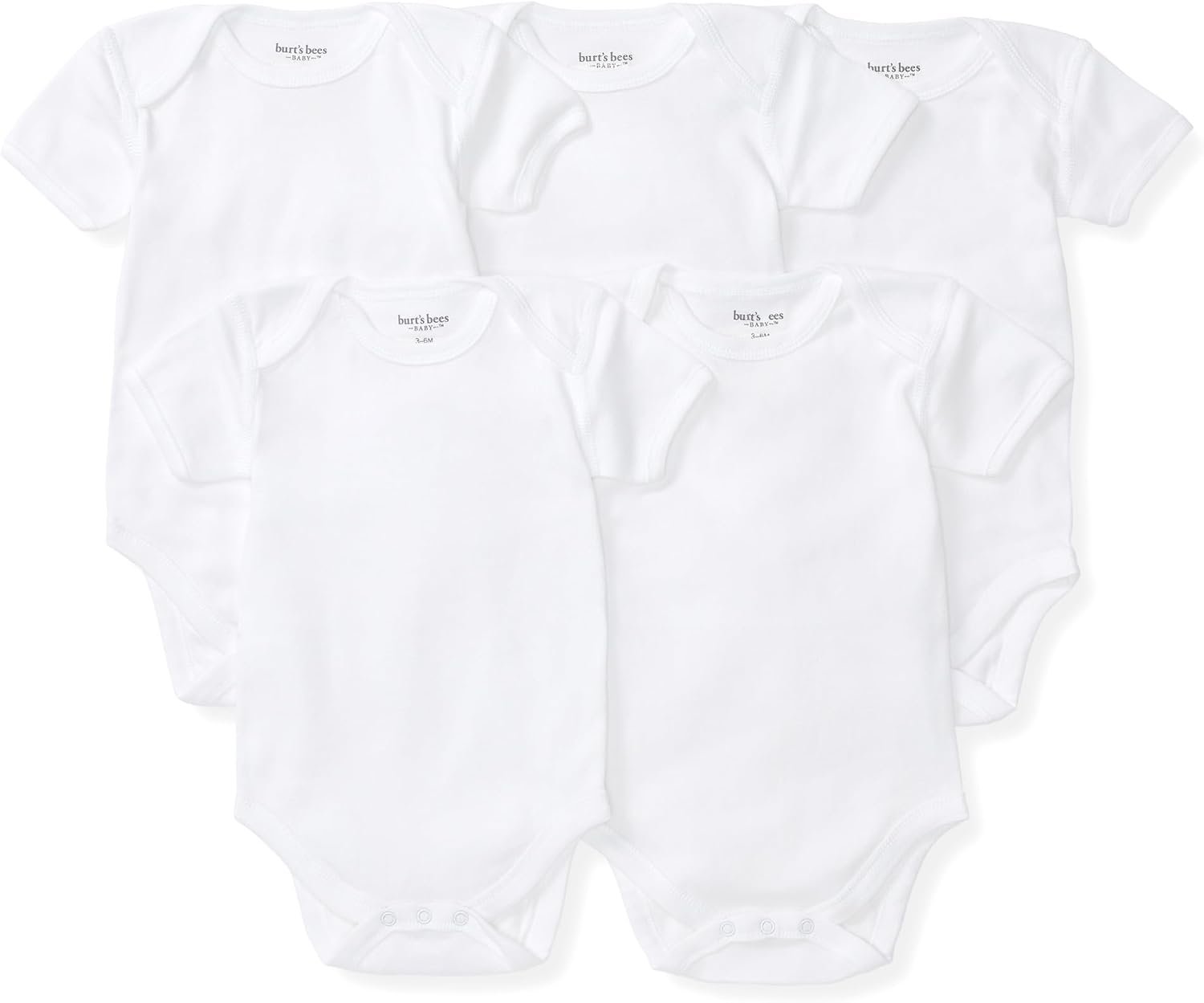 Burt’s Bees Baby Unisex Bodysuits, Short Sleeve Organic Sleepwear, 5-Pack