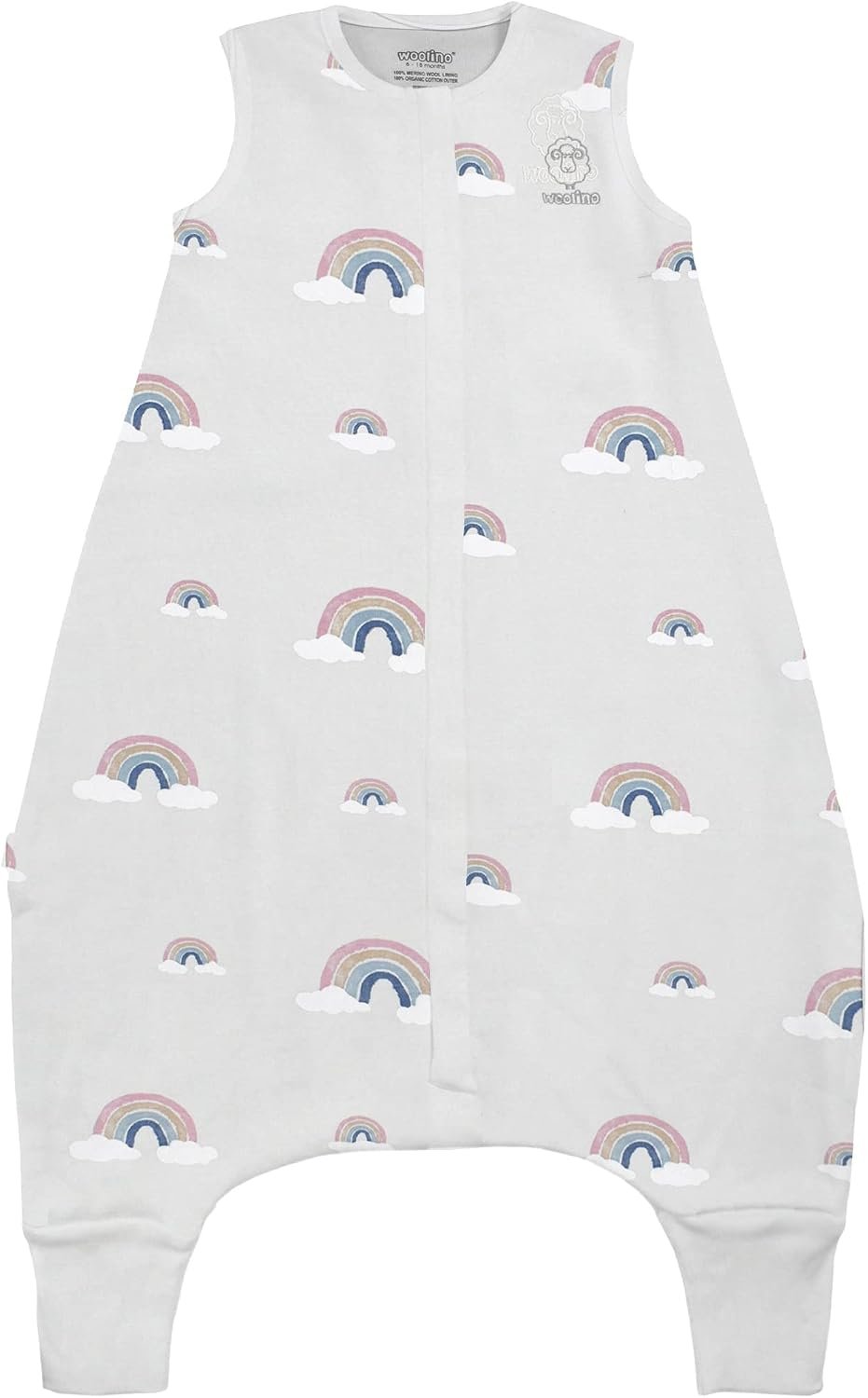 Woolino 4 Season Baby Sleep Bag with feet, Australian Merino Wool and Organic Cotton, 6-18 Months, Rainbow