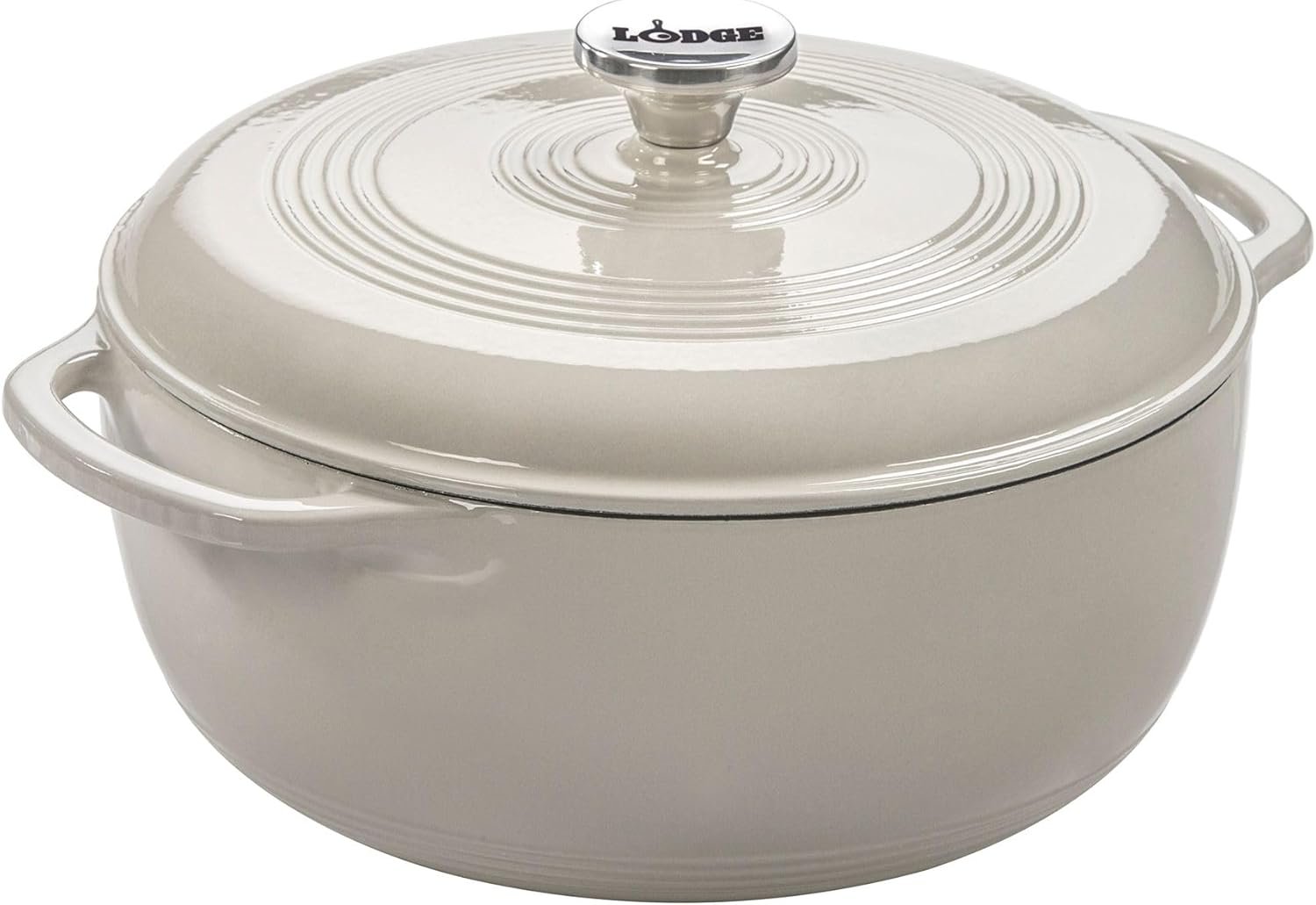 Lodge Essential Enamel Cast Iron Dutch Oven, 6 Quart, Oyster White