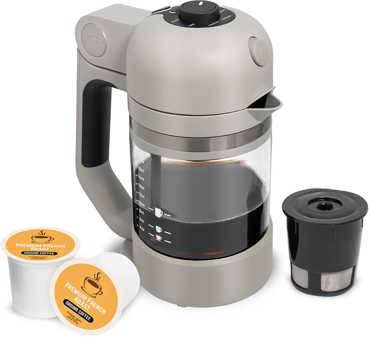 VINCI Micro Café Brewer Compact Coffee Maker for K-Cups & Grounds (Gray)