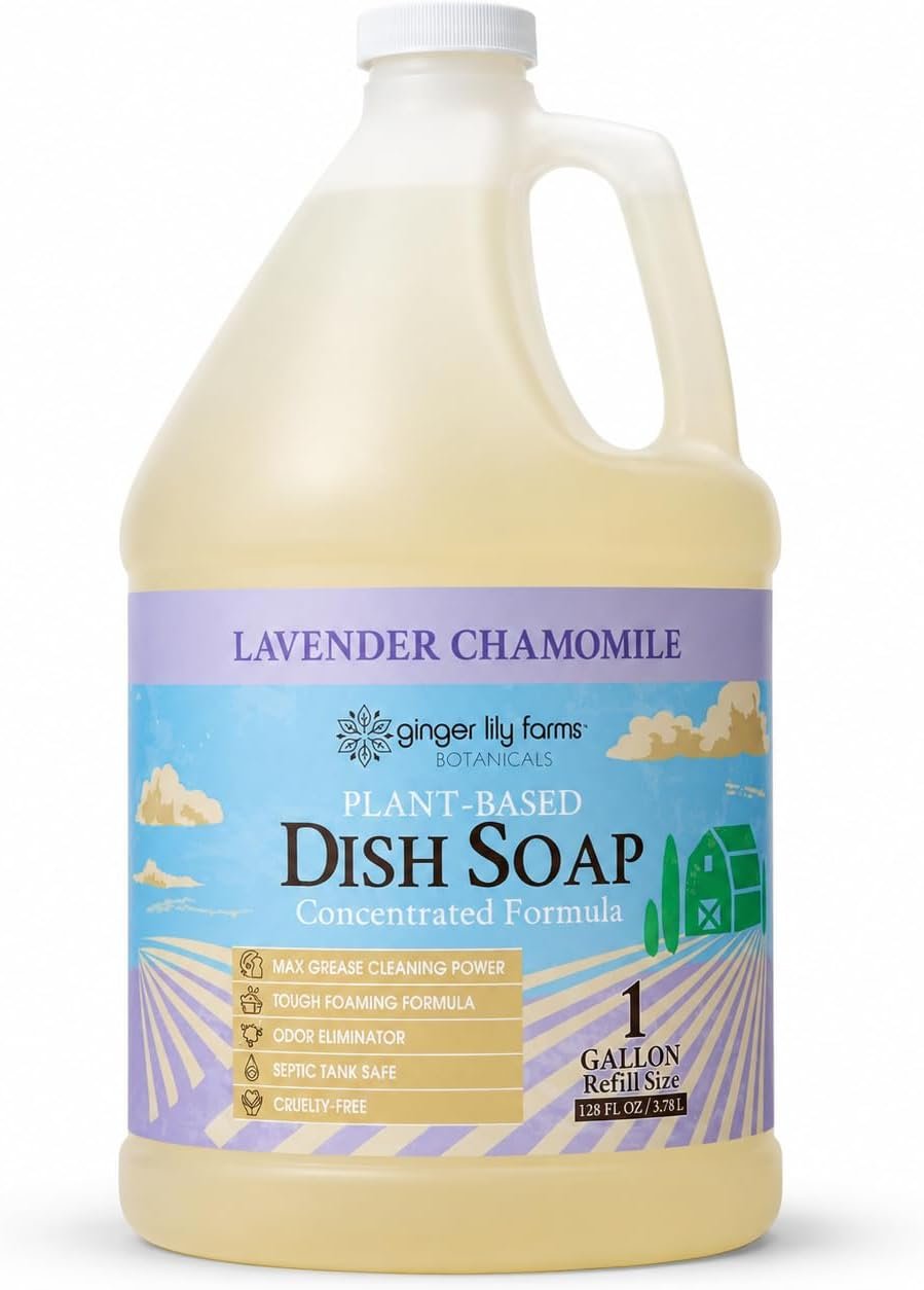 Ginger Lily Farms Botanicals Liquid Dish Soap, 128oz, Lavender Chamomile