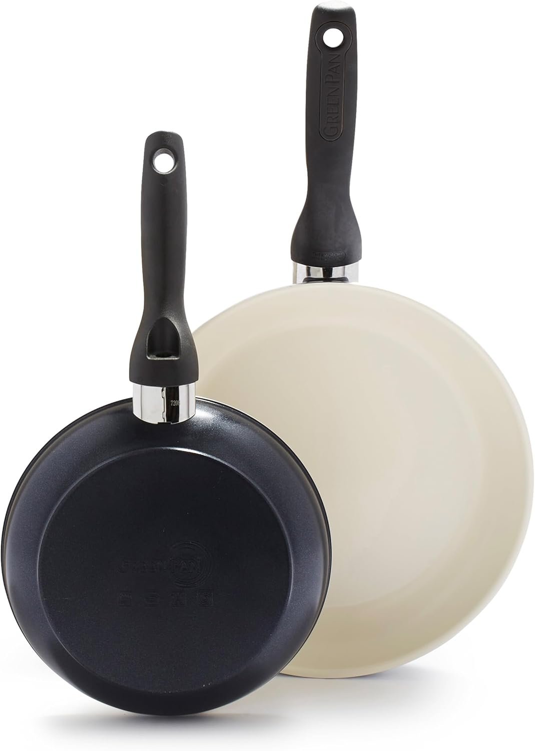 GreenPan Rio 8″ and 10″ Frying Pan Skillet Set, PFAS-Free, Healthy Ceramic Nonstick Cookware, Stay-Cool Bakelite Handles, Dishwasher Safe, Easy Clean, Durable Performance, Black