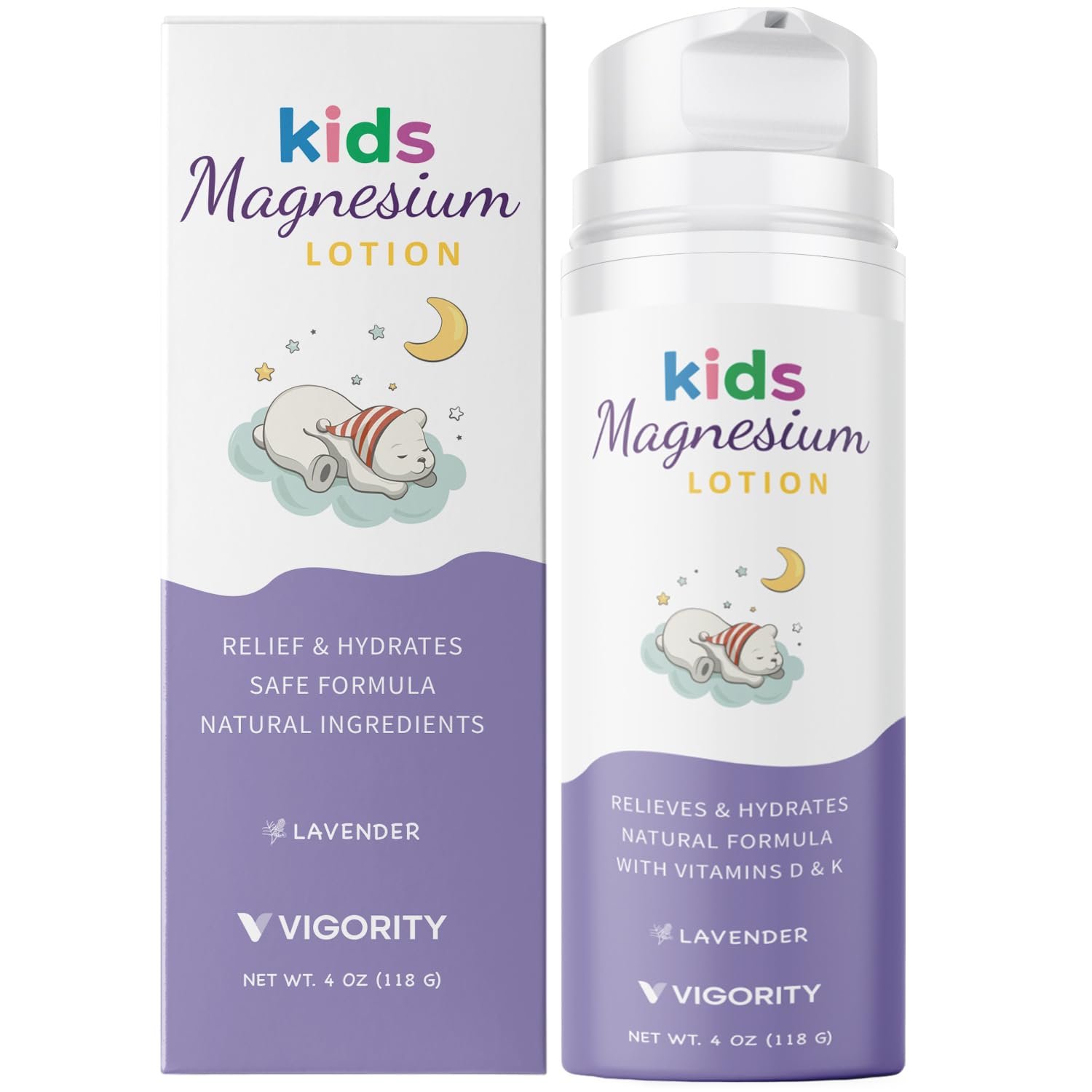 Magnesium Lotion for Kids & Babies Sleep – Bedtime Calming Body Cream with Natural Ingredients, Lavender Oil, Shea Butter & Multi Vitamins – Topical Magnesium Soothing Relief, Promotes Relaxation