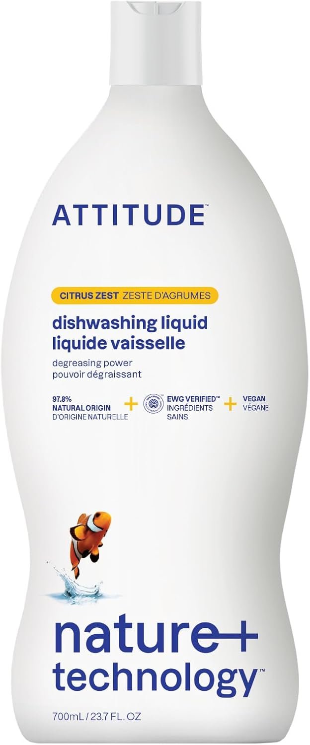 ATTITUDE Dish Soap, EWG Verified, Citrus Zest, 23.7 fl oz