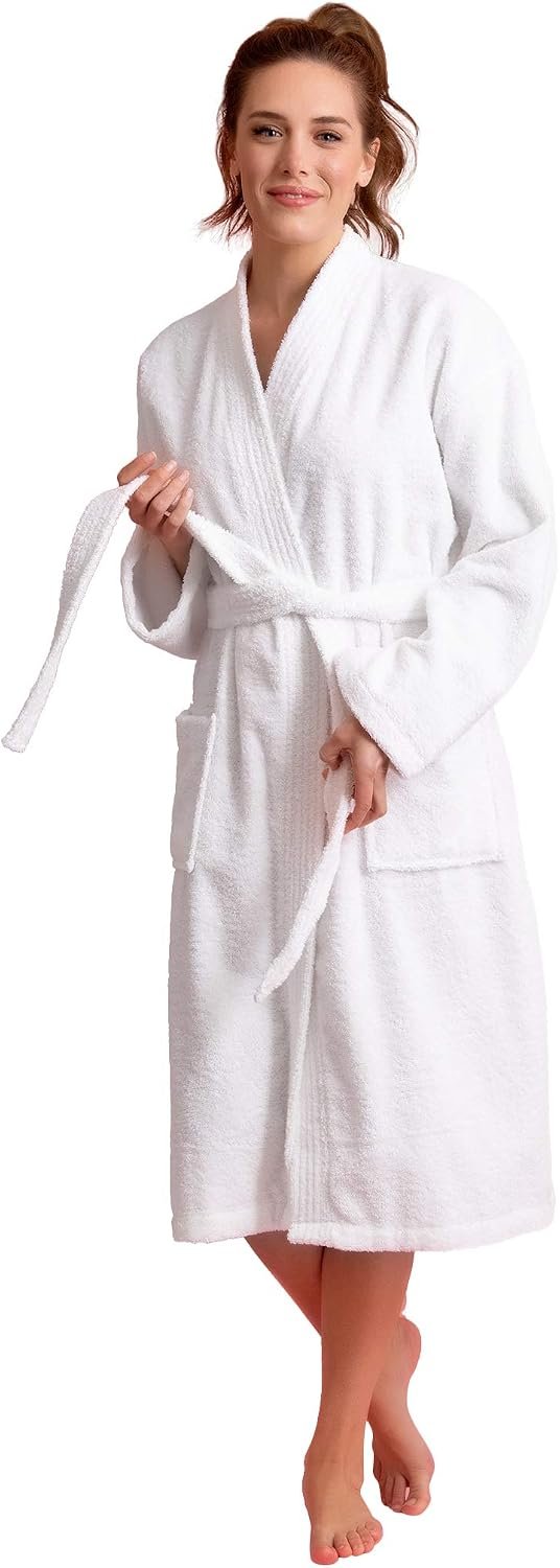 Women’s Turkish Terry Kimono Style Bathrobe – 100% Cotton Robe for Women – Comfortable & Absorbent – Soft & Cozy Wear