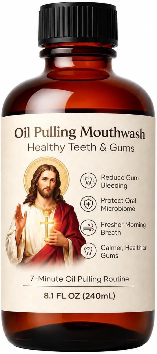 Pulling Oil, 8 Fl Oz (240 mL), Holymouthwash Halo Gum Serum, Pulling Oils for Healthier Gums and Fresher Breath, 7-Minute Daily Routine