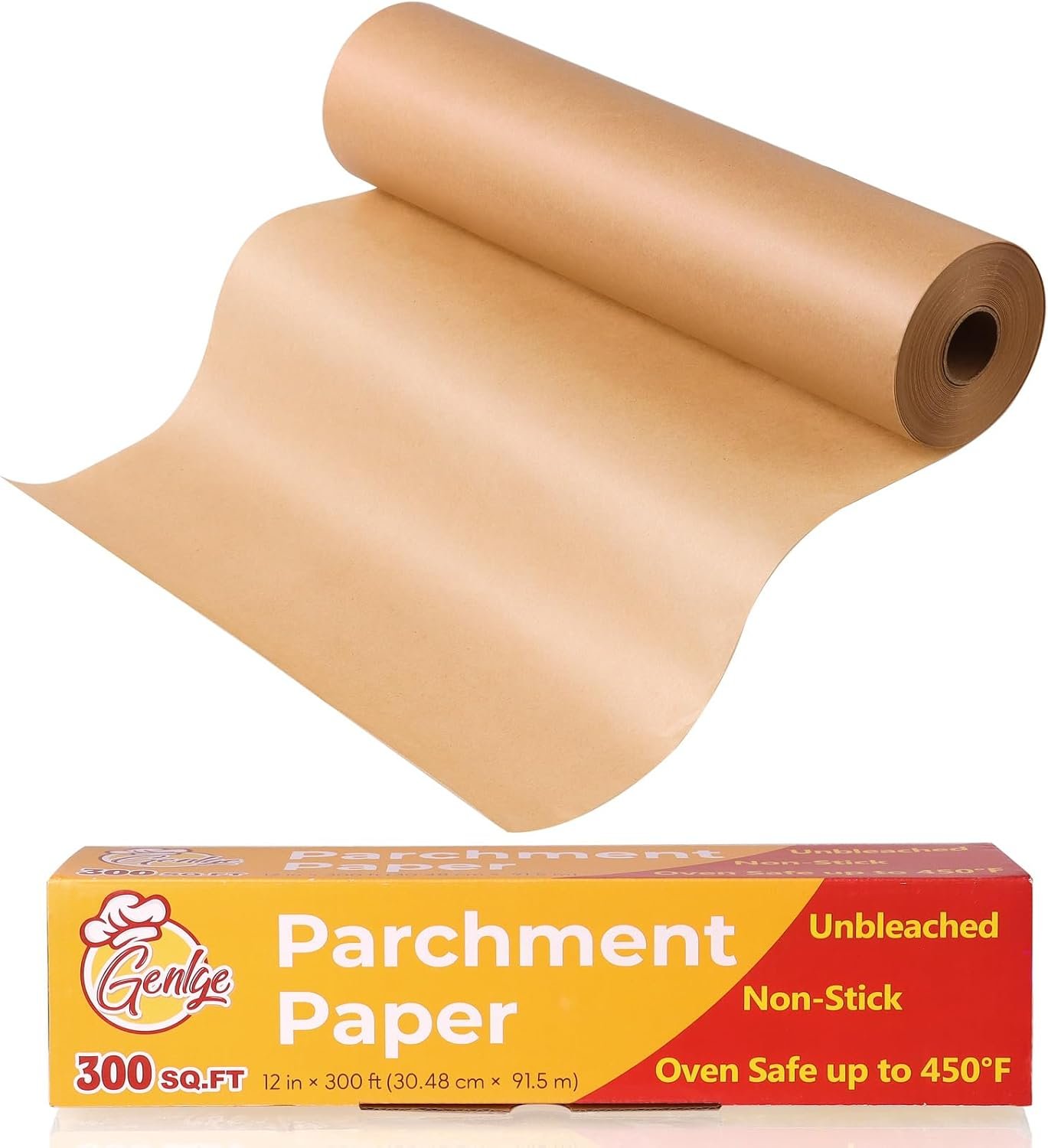 Unbleached Parchment Paper Roll, Non-Stick, 300 Ft x 12 In – 300 Sq. Ft.