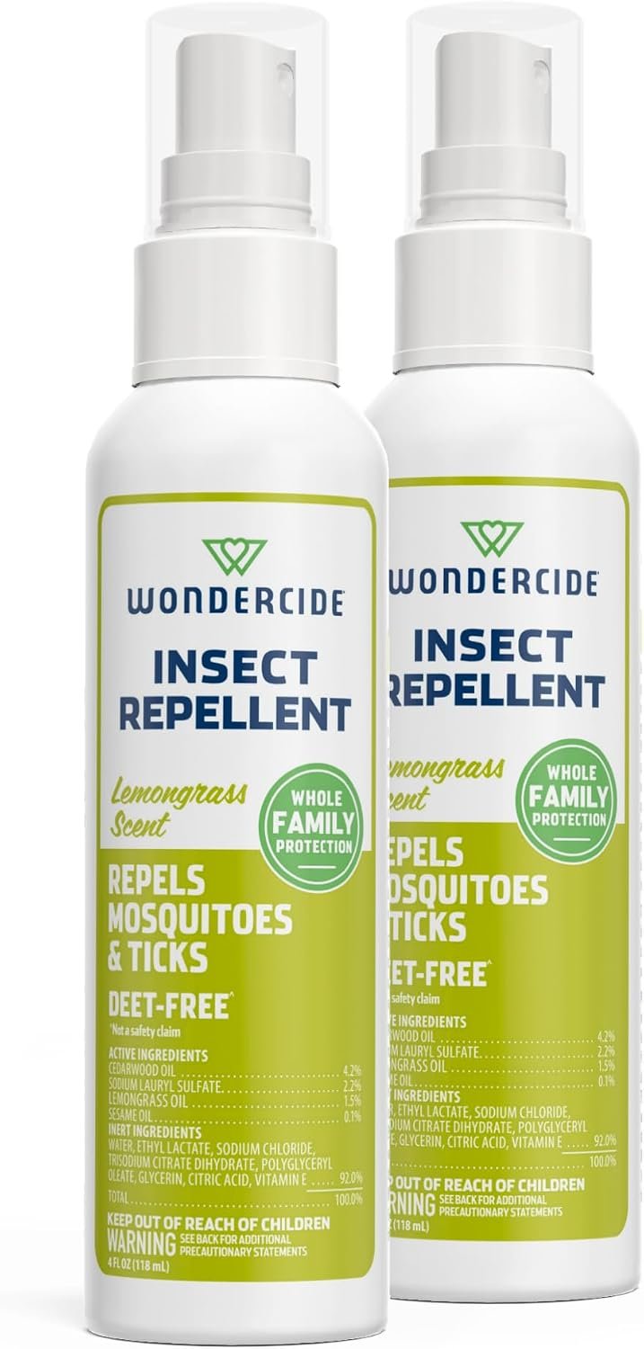 Wondercide – Mosquito, Tick, & Insect Repellent – Lemongrass 2-Pack – 4 oz