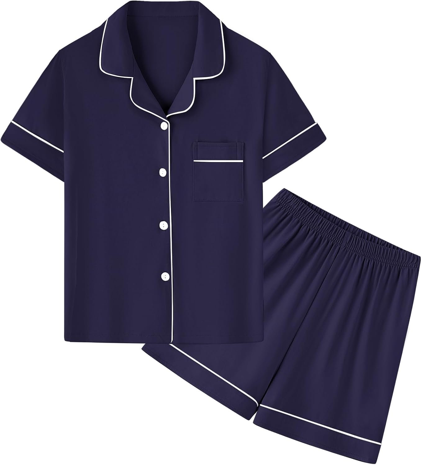 QZH.DUAO Pajamas For Boys, Lyocell Pajamas Kids Soft Short Sleeve 2-Piece Pjs Set Kids Sleepwear For Ages 5-14