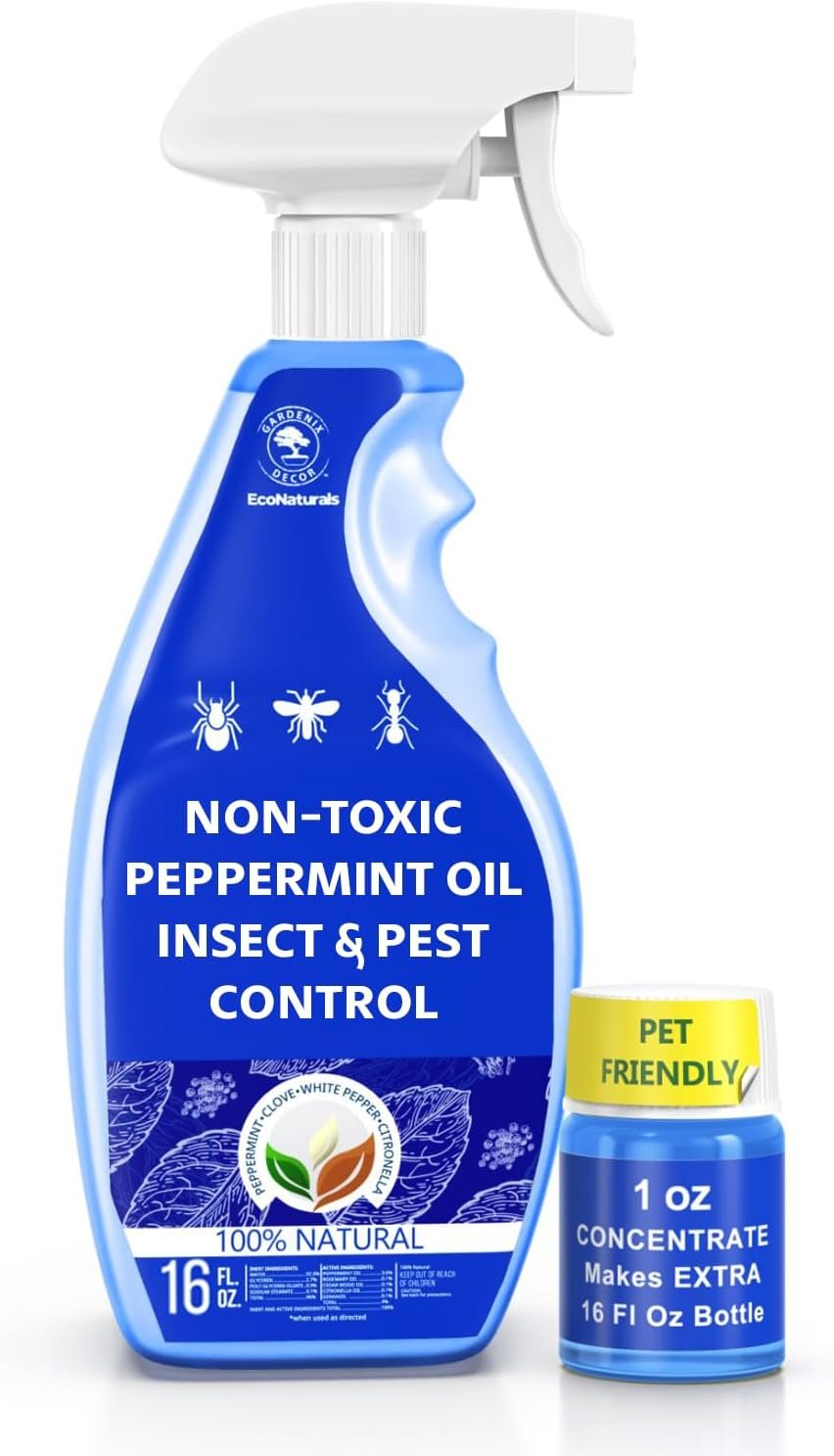 All Natural Bug Spray for Home – Non-Toxic Peppermint Oil Insect and Pest Control Kit – 16 oz + 1 oz value – Ready-to-Use Bug Spray – Indoor and Outdoor Protection- Ant Spray – Spider Repellent Indoor