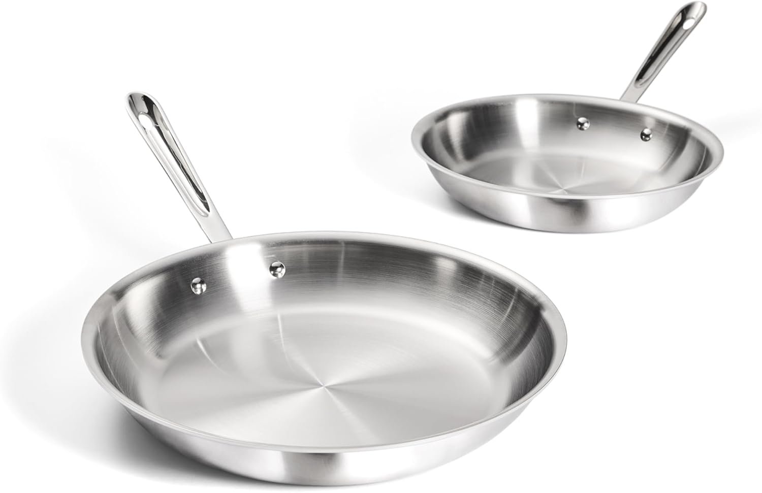 All-Clad D3 3-Ply Stainless Steel Fry Pan Set, 10,12 Inch, Induction Oven and Broiler Safe to 600F, Frying Pans, Durable Kitchen Cooking Skillets, Professional Induction Cookware, Stainless Steel
