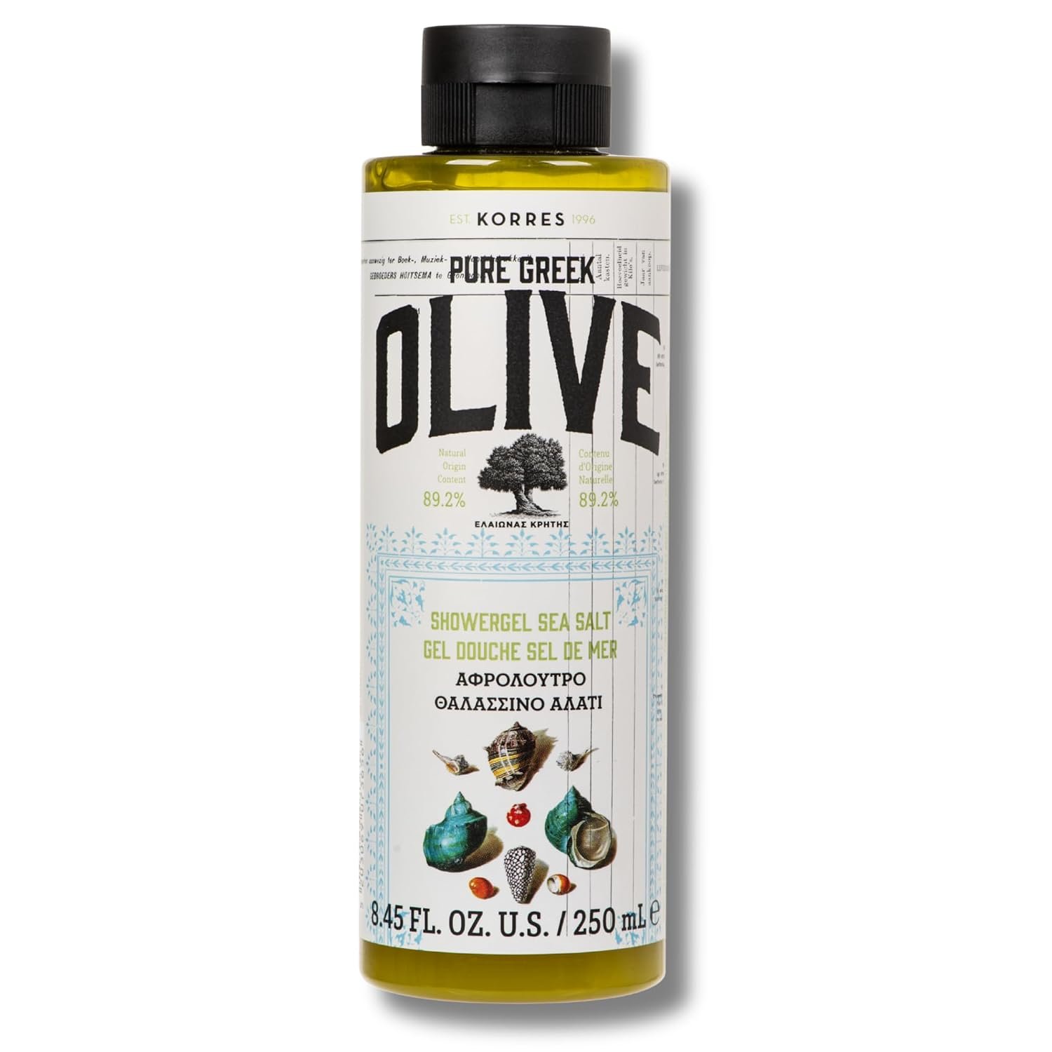KORRES Pure Greek Olive Shower Gel, Sea Salt, 8.45 Fl Oz